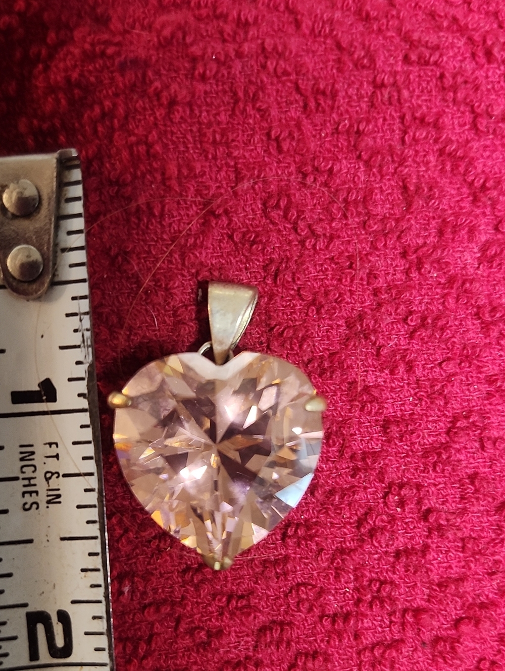 Pink Heart Crystal Pendant Necklace - 925 Silver Bail